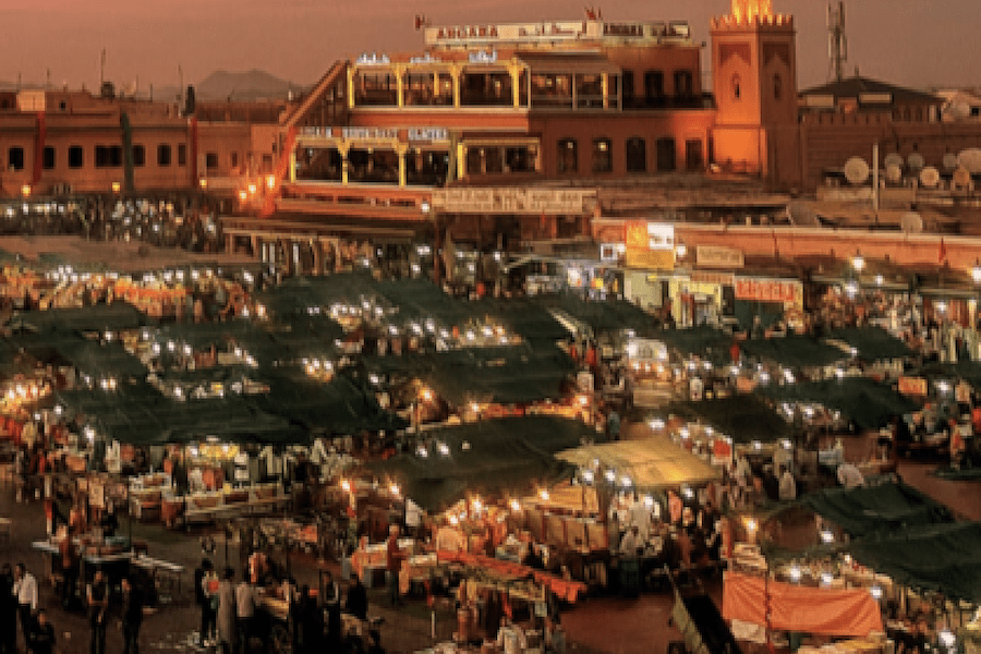 Djemaa-El Fna-Square, Food-Stalls-Marrakech-Morocco-Travel-Blog