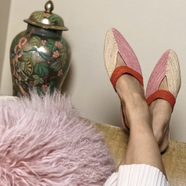 Giovanna Raffia Shoes in Rose and Burnt Orange