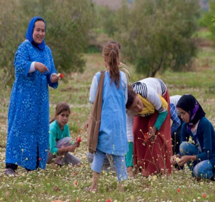 amina-wildflower-gathering-with-school-children-to-make-buttons-morocco-travel-blog-photograph-joe-coca