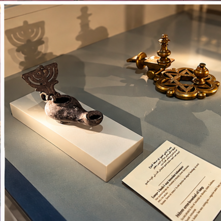 Oil-lamp-menorah-shaped handle-Jewish-museum-Fes-Morocco-travel-blog.png